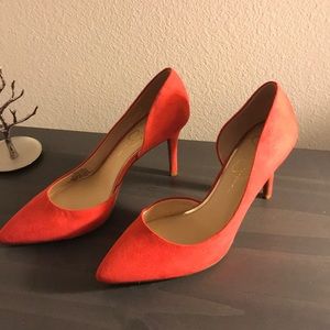 Red suede Jessica Simpson heels. Size 9 1/2